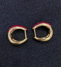 Load image into Gallery viewer, LUOWEND 18K Yellow Gold Natural Ruby Earrings for Women
