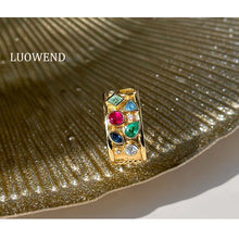 Load image into Gallery viewer, LUOWEND 18K Yellow Gold Natural Gemstone Ring for Women
