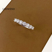 Load image into Gallery viewer, LUOWEND 18K White Gold Natural Diamond Ring for Women
