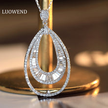 Load image into Gallery viewer, LUOWEND 18K White Gold Natural Diamond Necklace for Women
