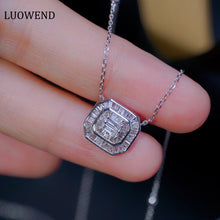 Load image into Gallery viewer, LUOWEND 18K White Gold Real Natural Diamond Pendant Necklace for Women
