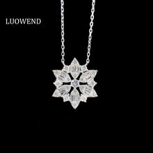 Load image into Gallery viewer, LUOWEND 18K White Gold Real Natural Diamond Pendant Necklace for Women
