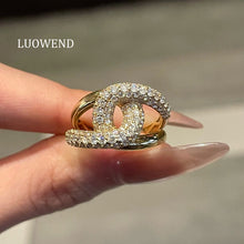 Load image into Gallery viewer, LUOWEND 18K Yellow Gold Natural Diamond Ring for Women
