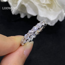 Load image into Gallery viewer, LUOWEND 18K White Gold Real Natural Diamond Ring for Women

