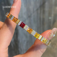 Load image into Gallery viewer, LUOWEND 18K Yellow Gold Natural Color Sapphire Bracelet for Women
