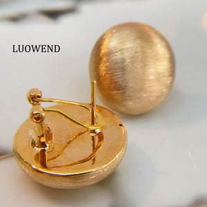 LUOWEND 18k White or Yellow Gold Hoop Earrings for Women