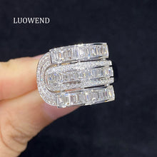 Load image into Gallery viewer, LUOWEND 18K White Gold Fine Jewelry Real Natural Diamond Ring for Women
