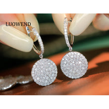 Load image into Gallery viewer, LUOWEND 18K White Gold Natural Diamond Hoop Earrings for Women

