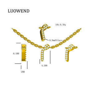LUOWEND 18K Yellow Gold Diamond Necklace for Women