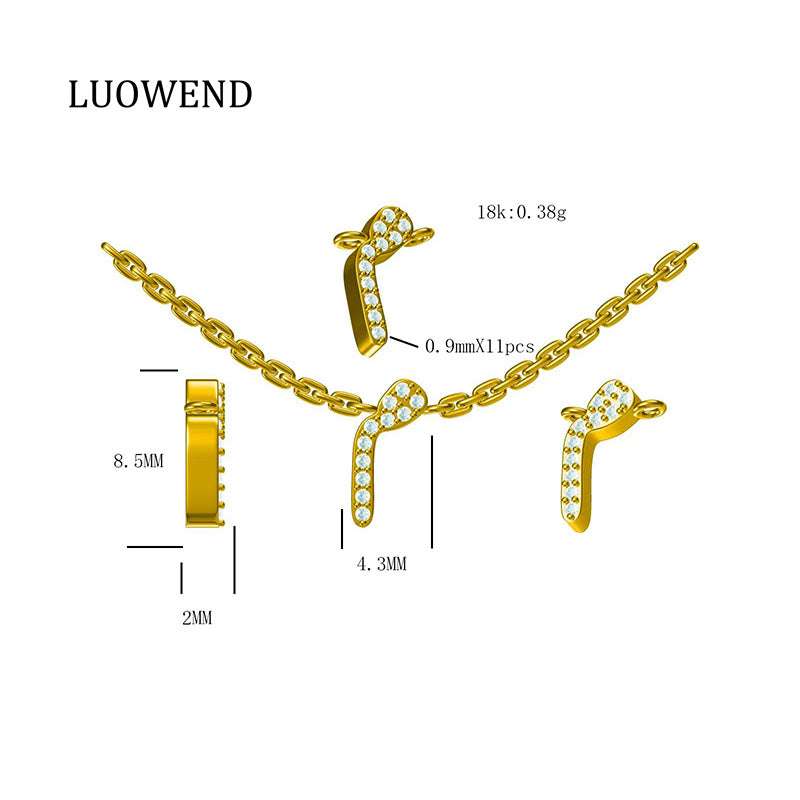 LUOWEND 18K Yellow Gold Diamond Necklace for Women