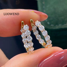 Load image into Gallery viewer, LUOWEND 18K White/Yellow Gold Fine Jewelry Real Natural Diamond Earrings for Women
