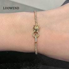 Load image into Gallery viewer, LUOWEND 18K Yellow Gold Natural Diamond Bracelet for Women
