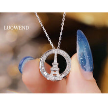 Load image into Gallery viewer, LUOWEND 18K White Gold Real Natural Diamond Necklace for Women
