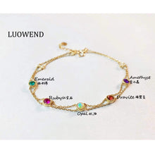 Load image into Gallery viewer, LUOWEND 18K Yellow Gold Natural Gemstone Bracelet for Women
