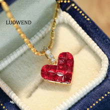 Load image into Gallery viewer, LUOWEND 18K Yellow Gold Fine Jewelry Real Natural Ruby Pendant for Women
