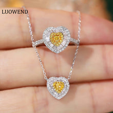 Load image into Gallery viewer, LUOWEND 18K White Gold Real Natural Yellow Diamond Jewelry Set for Women

