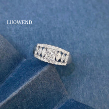 Load image into Gallery viewer, LUOWEND 18K White Gold Natural Diamond Ring for Women

