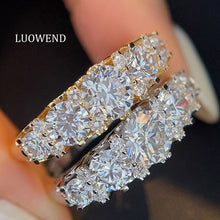Load image into Gallery viewer, LUOWEND 18K White/Yellow Gold Fine Jewelry Real Natural Diamond Ring for Women
