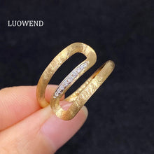 Load image into Gallery viewer, LUOWEND 18K Yellow Gold Natural Diamond Ring for Women
