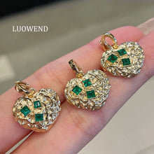 Load image into Gallery viewer, LUOWEND 18K Yellow Gold Natural Emerald Pendant for Women
