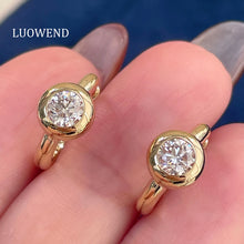 Load image into Gallery viewer, LUOWEND 18K White/Yellow Gold Fine Jewelry Real Natural Diamond Earrings for Women
