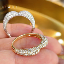 Load image into Gallery viewer, LUOWEND 18K White/Yellow Gold Fine Jewelry Real Natural Diamond Ring for Women
