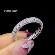 Load image into Gallery viewer, LUOWEND 18K White Gold Real Natural Diamond Ring for Women
