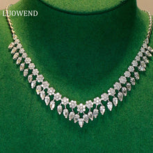 Load image into Gallery viewer, LUOWEND 18K White Gold Natural Diamond Necklace for Women
