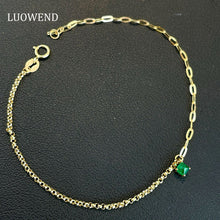 Load image into Gallery viewer, LUOWEND 18K Yellow Gold Natural Emerald Bracelet for Women
