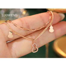 Load image into Gallery viewer, LUOWEND 18K Rose Gold Real Natural Diamond Bracelet for Women
