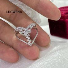 Load image into Gallery viewer, LUOWEND 18K White Gold Real Natural Diamond Ring for Women

