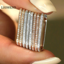 Load image into Gallery viewer, LUOWEND 18K White or Rose Gold Natural Diamond Earrings for Women
