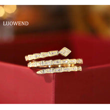 Load image into Gallery viewer, LUOWEND 18K Yellow Gold Real Natural Diamond Ring for Women
