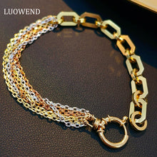 Load image into Gallery viewer, LUOWEND 18K White+Yellow+Rose Gold Bracelet for Women
