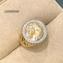 Load image into Gallery viewer, LUOWEND 18K White+Yellow Gold Fine Jewelry Real Natural Diamond Ring for Women
