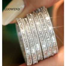 Load image into Gallery viewer, LUOWEND 18K White Gold Natural Diamond Earrings for Women
