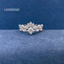 Load image into Gallery viewer, LUOWEND 18K White Gold Natural Diamond Ring for Women
