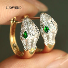 Load image into Gallery viewer, LUOWEND 18K White+Yellow Gold Natural Gemstone Earrings for Women
