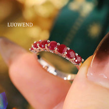 Load image into Gallery viewer, LUOWEND 18K White Gold Real Natural Ruby Ring for Women
