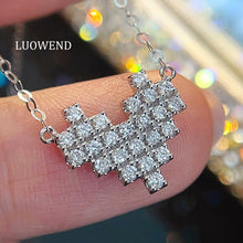 Load image into Gallery viewer, LUOWEND 18K White/Yellow/Rose Gold Natural Diamond Pendant Necklace for Women
