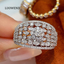 Load image into Gallery viewer, LUOWEND 18K White Gold Fine Jewelry Real Natural Diamond Ring for Women
