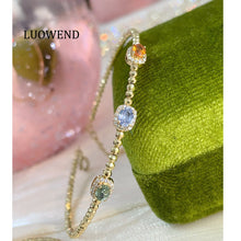 Load image into Gallery viewer, LUOWEND 18K Gold Natural Color Sapphire Bangle for Women
