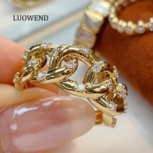 Load image into Gallery viewer, LUOWEND 18K Yellow Gold Fine Jewelry Real Natural Diamond Ring for Women
