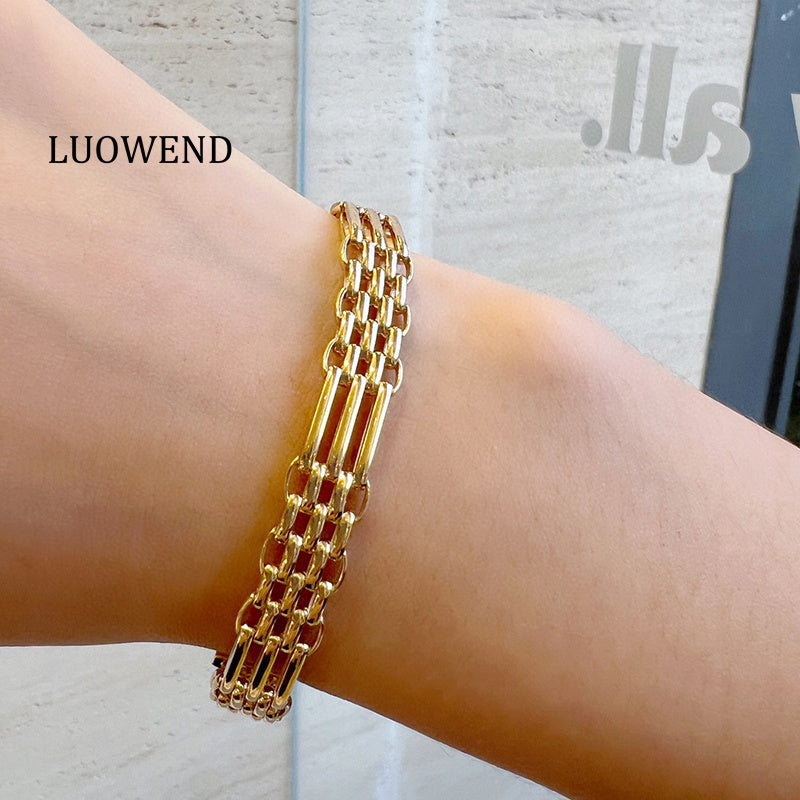 LUOWEND 18K Yellow Gold Bracelet for Women