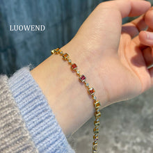 Load image into Gallery viewer, LUOWEND 18K Yellow Gold Natural Color Sapphire Bracelet for Women
