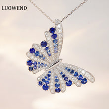 Load image into Gallery viewer, LUOWEND 18K White Gold Real Natural Diamond and Gemstone Necklace for Women
