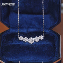 Load image into Gallery viewer, LUOWEND 18K White Gold Real Natural Diamond Pendant Necklace for Women
