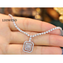 Load image into Gallery viewer, LUOWEND 18K White Gold Real Natural Diamond Necklace for Women
