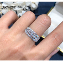 Load image into Gallery viewer, LUOWEND 18K White Gold Real Natural Diamond Ring for Women
