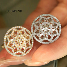 Load image into Gallery viewer, LUOWEND 18K White/Yellow Gold Natural Diamond Ring for Women
